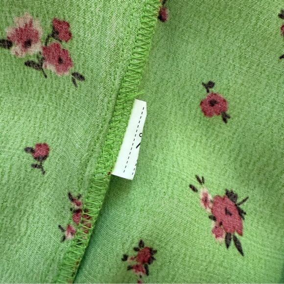 Forever 21 Lime Green and Red Floral Accents Mini Dress Size Small Preowned - Picture 6 of 6